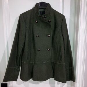 NWT Banana Republic Forest Green Double-Breasted Wool Peplum Jacket - size L